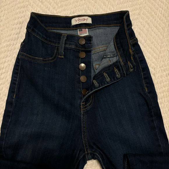 Vibrant MIU Women’s Flare Stretch Button Front Size 5 (W26) Super Soft Like New - Picture 8 of 13